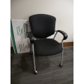 Teknion Black and Grey Rolling Guest Side Chair w Arms